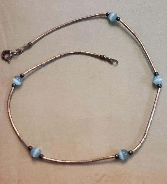 Cats Eye Beaded Sterling Silver Bracelet or Anklet: Please see pics for details as this is the exact item you will receive.Ã‚ Length: 9.75 inches and 4.2mm at widest Weight in Grams: 1.84 Hallmarks and Stamps: 925 Due to the limited amounts of clean