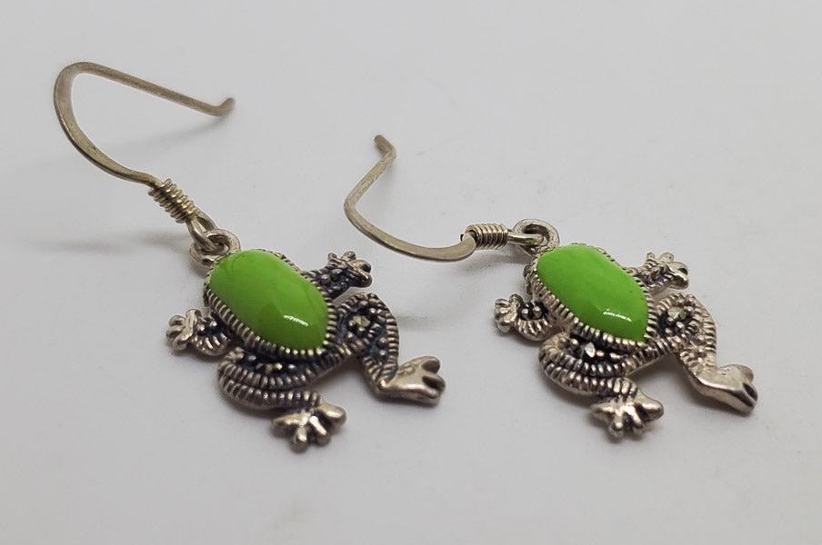 925 Sterling Silver Frog Dangle Earrings (1 of 4)