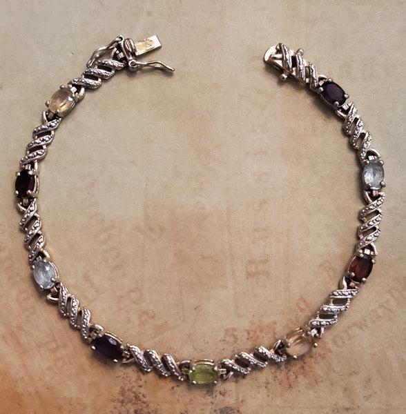 Multi Gemstone Sterling Silver Bracelet (1 of 4)