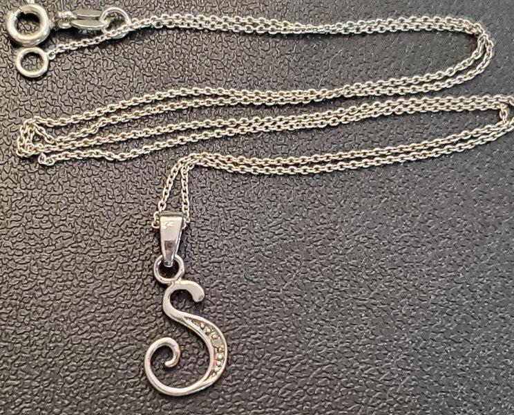 Sterling Letter S Diamond Accent Necklace (1 of 3)