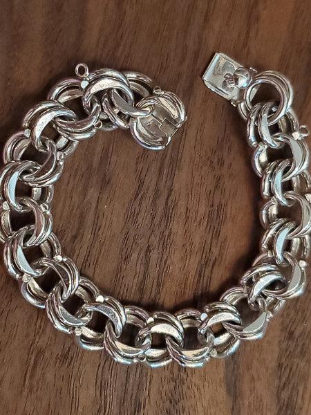 Thick and Heavy Sterling Silver Charm Bracelet (1 of 3)