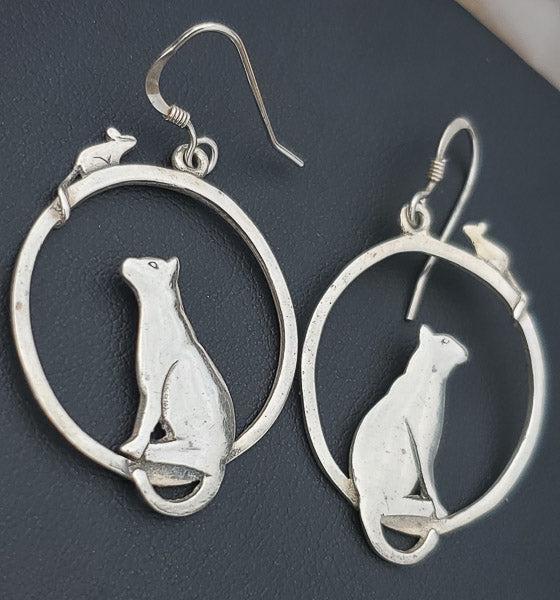 Cat and Mouse Sterling Silver Earrings (1 of 5)