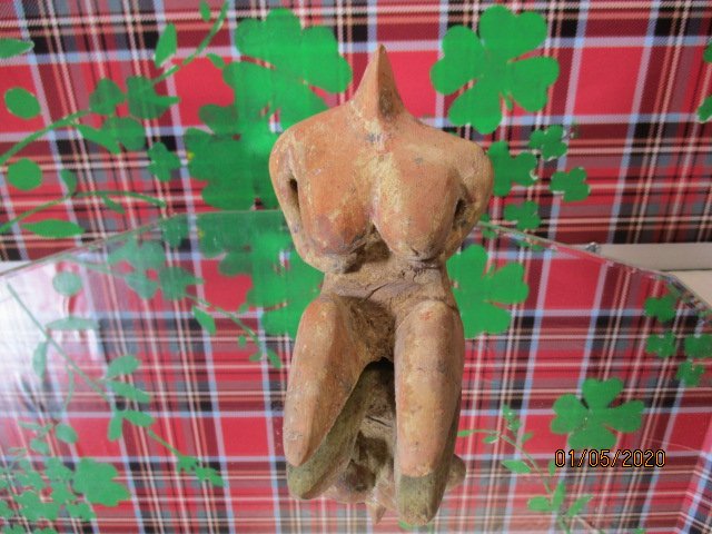 5000 BC Tell Halaf Mother Goddess, SUMUR 1: This painted clay figurine with its exaggerated features is characteristic of the Neolithic culture known as Halaf (circa 6000–5100 BC). This culture, originally from the regions of Syria and so