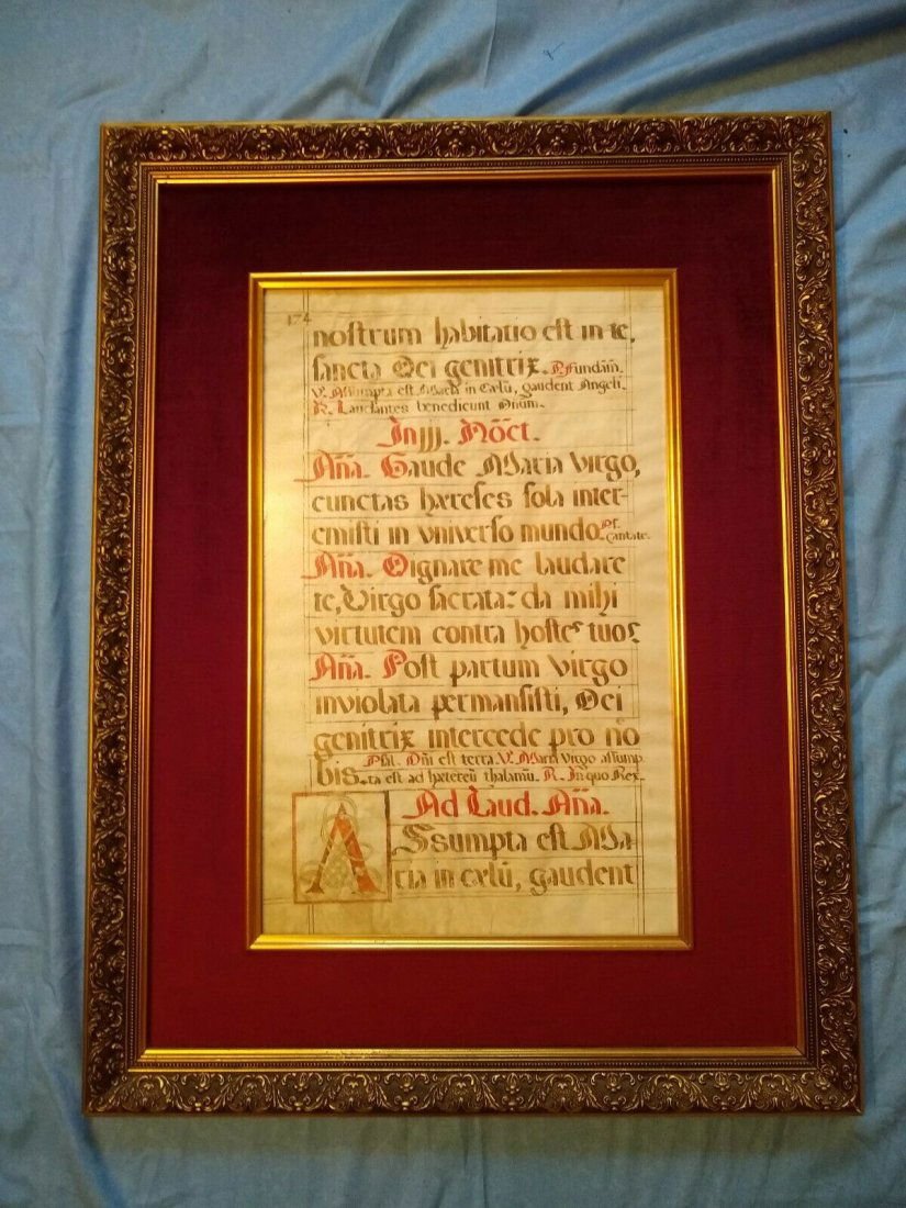 1400s Latin Parchment Prayer Sheep Skin Manuscript (1 of 5)