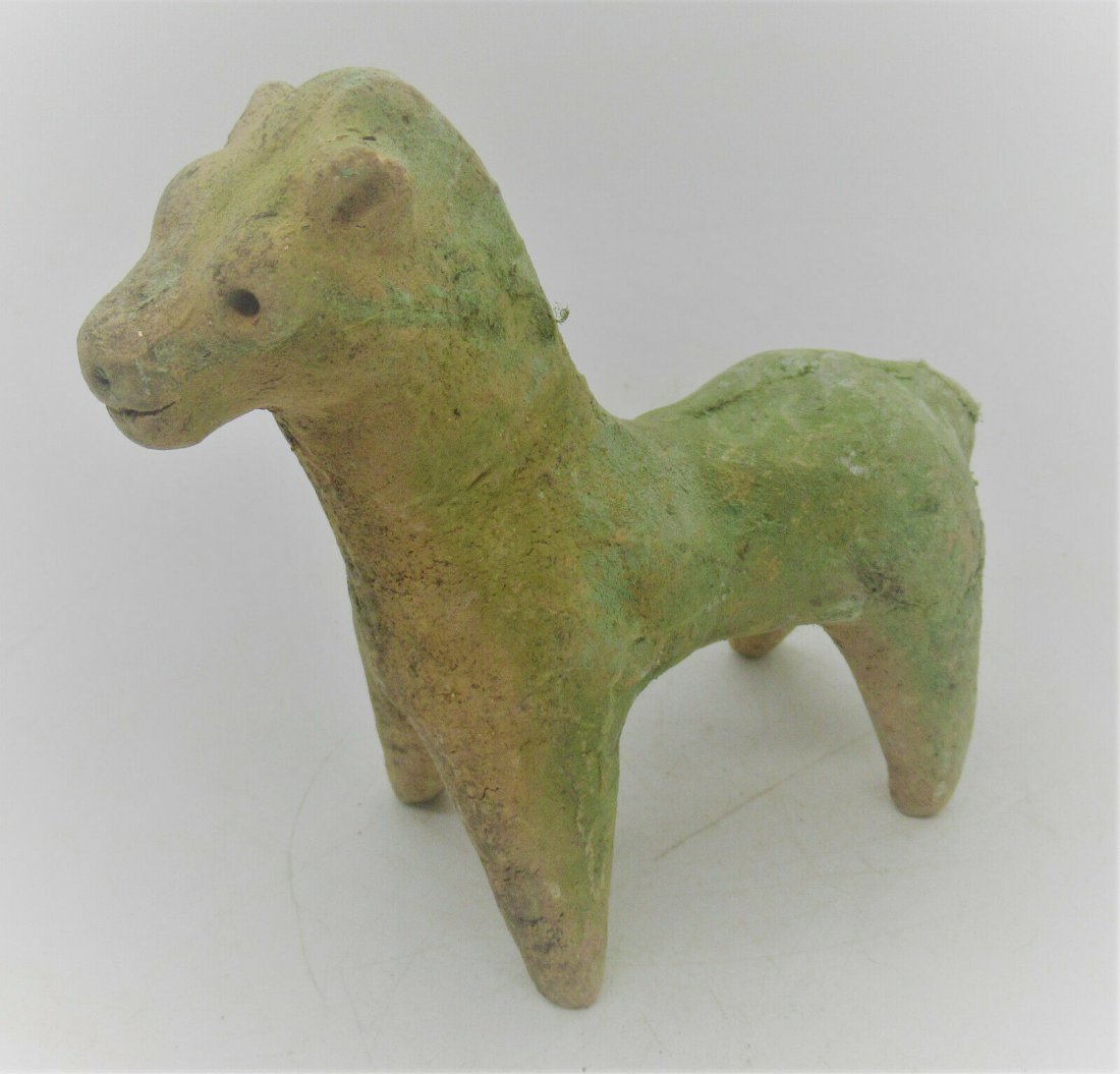 500 + - BC GREEK ARCHAIC PERIOD TERRACOTTA HORSE (1 of 3)