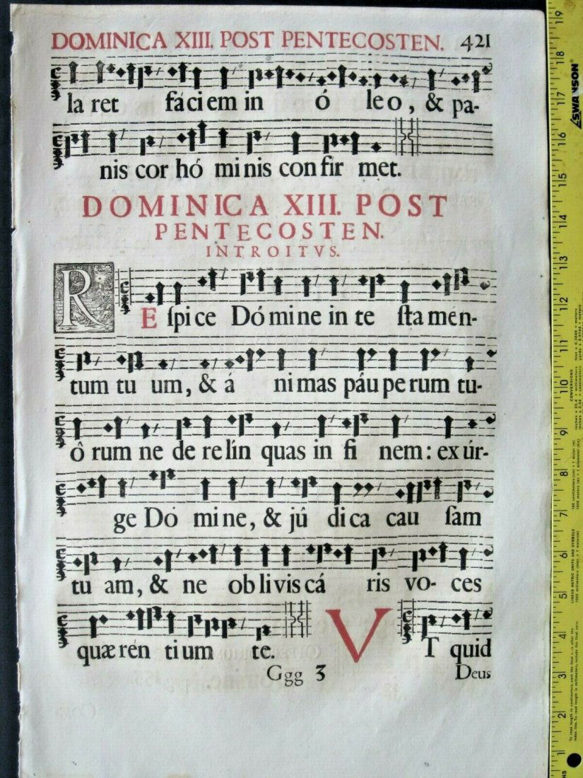 1671 Rare huge music leaf, Gradual Gregorian Chant (1 of 2)