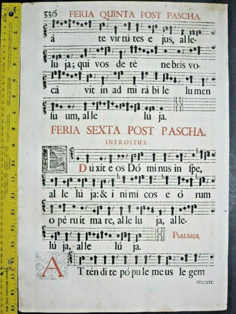 1671 Rare huge music leaf, Gradual, Gregorian Chant (1 of 2)