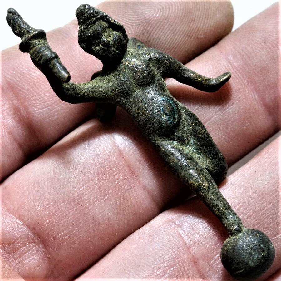 100-300 + - ANCIENT ROMAN BRONZE EROS STATUE RUNNING (1 of 4)