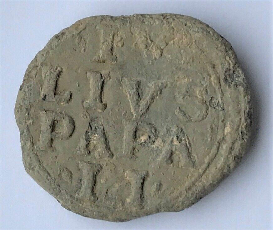 1503-1513 Lead Papal Bulla Seal of Pope Julius II: 1503-1513 Lead Papal Bulla Bullae Seal of Pope Julius II 2nd. Lead Papal Bulla Bullae Seal of Pope Julius II 2nd. 1503-1513. The front is embossed with the image of Julius, the reverse has ·IV&