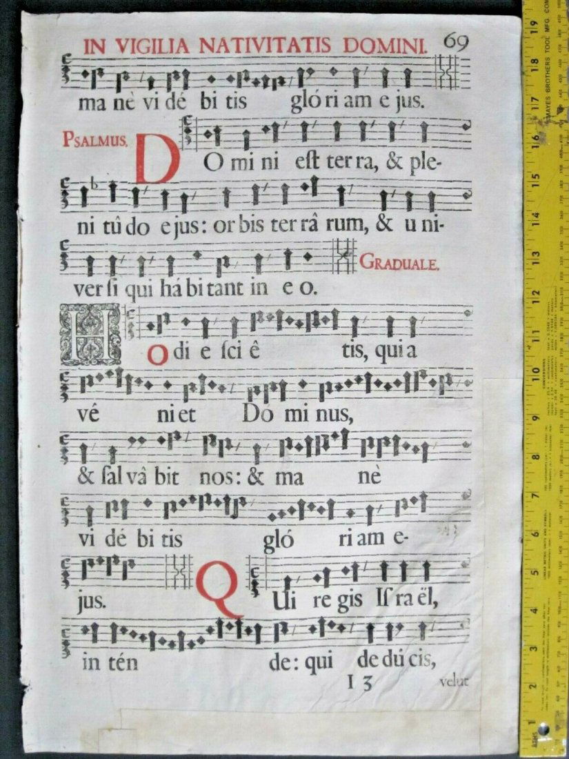 1671 Rare huge music leaf, Gradual, Gregorian Chant (1 of 2)