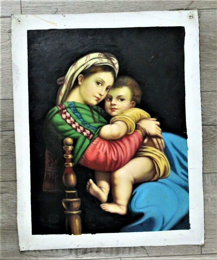 2000s Portrait of Mary and Jesus, Hand Painted Oil: 2000s Portrait of Mary and Jesus, Hand Painted Oil Painting Portrait of Mary and Jesus, Hand Painted Highest Quality Oil Painting on Canvas Italian School of Renaissance, Not Named, Private Sal