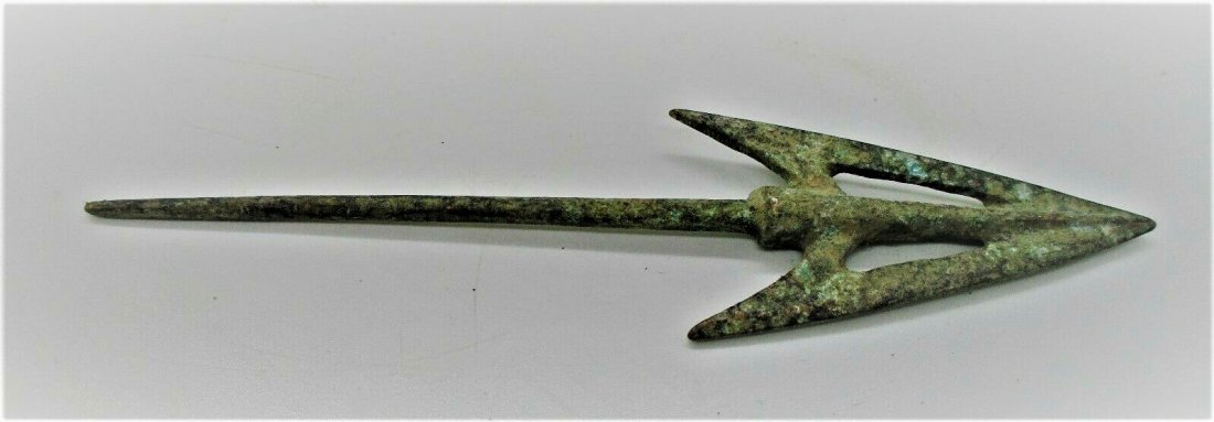 900-1100AD VIKING ERA NORDIC LONGSHOT BRONZE ARROWHEAD (1 of 2)