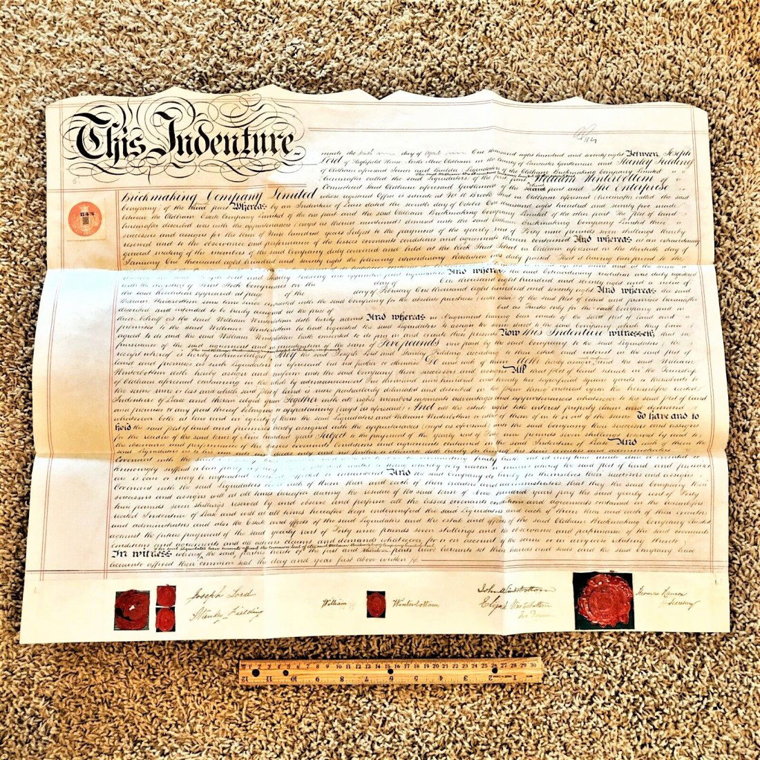 1878 Large Sheepskin Vellum European Lease Handwritten (1 of 11)