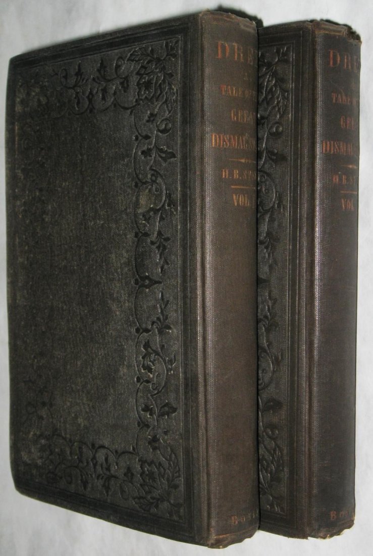 1856 DRED, HARRIET BEECHER STOWE 2 VOLUMES 1ST EDITION: 1856 2 VOLUMES 1ST EDITION DRED HARRIET BEECHER STOWE ESCAPED SLAVE NAT TURNER From 1856, a great two volume first edition set. (Dred) A Tale of the Great Dismal Swamp. By Harriet Beecher Stowe. Dred,