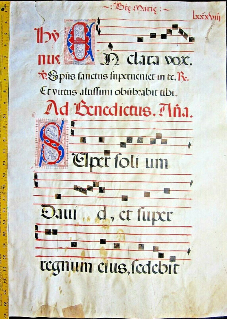 1500 Gregorian Chant Manuscript,Lambskin Vellum,V Rare (1 of 4)