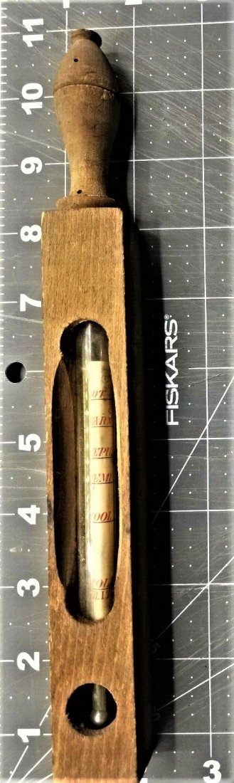 1800s Dr. Forbes Floating Bath Thermometer in Wood Case: 1800s Dr. Forbes Floating Bath Thermometer in Wood Case with Specification Chart German made First Series, 1833- 1800s Dr. Forbes Bath Thermometer in Wood Case with Specification Chart 10" Item T