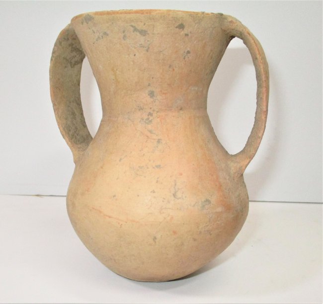 200AD Ancient Roman Double Wide Handle Terracotta Bowl: 200AD Ancient Roman Double Wide Two Ear Pot Handle Terracotta Bowl Amphora This is a genuinely nice large Ancient Terracotta Amphora from a Roman collection, has a flat base and a round body with a be