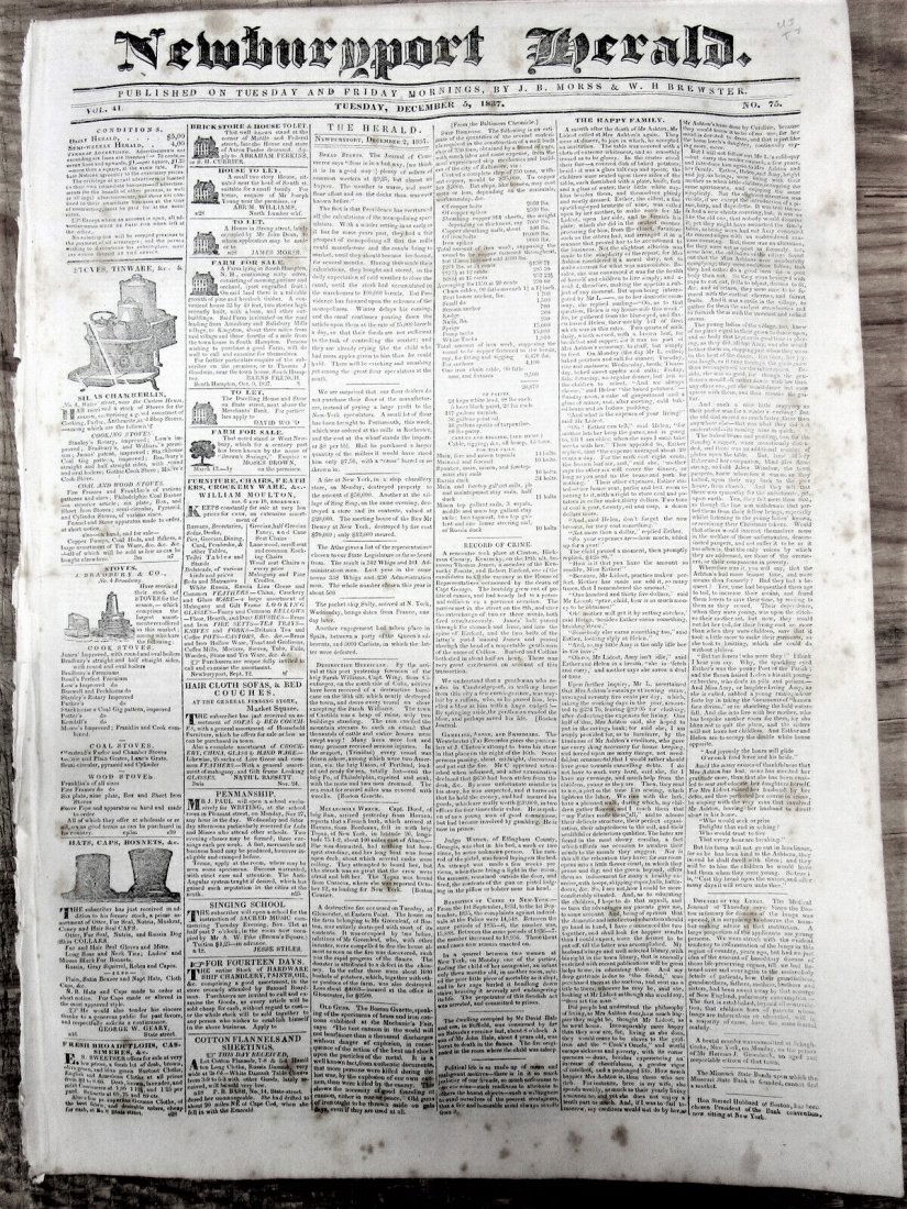 1837 newspaper BIOGRAPHY OF THOMAS JEFFERSON: 1837 newspaper BIOGRAPHY OF THOMAS JEFFERSON Declaration Independence VIRGINIA 1837 newspaper with an inside-page BIOGRAPHICAL sketch OF THOMAS JEFFERSON COMPLETE, ORIGINAL NEWSPAPER, the Newburyport
