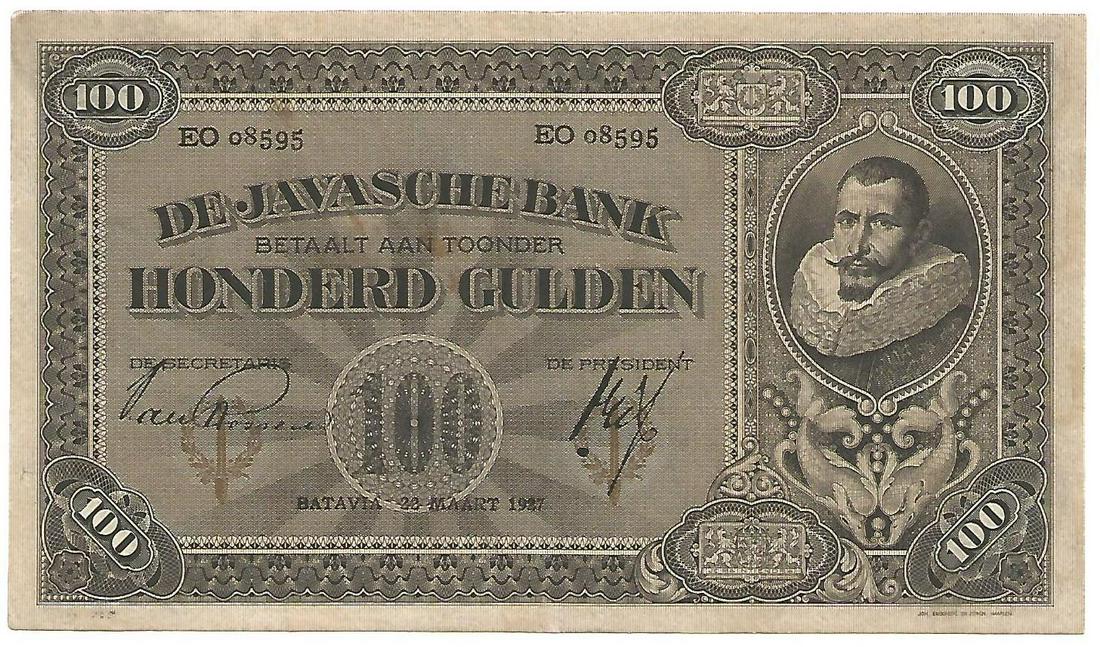 Netherland Indie 100 Gulden Coen AUNC (1 of 1)