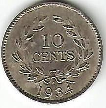 Sarawak Coin 10 Cents C.V Brooke Rajah 1934 XF (1 of 2)