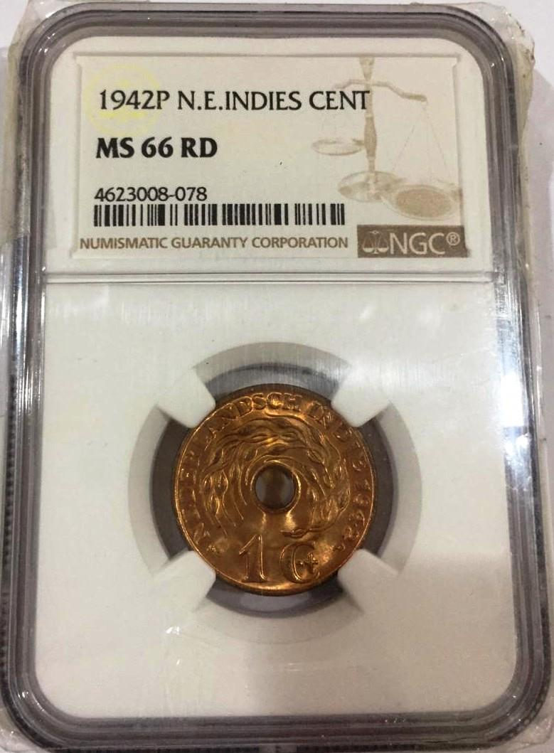 N.E Indies 1 Cent NGC MS 66 RD 1942 2nd HIGHEST SCORE (1 of 2)