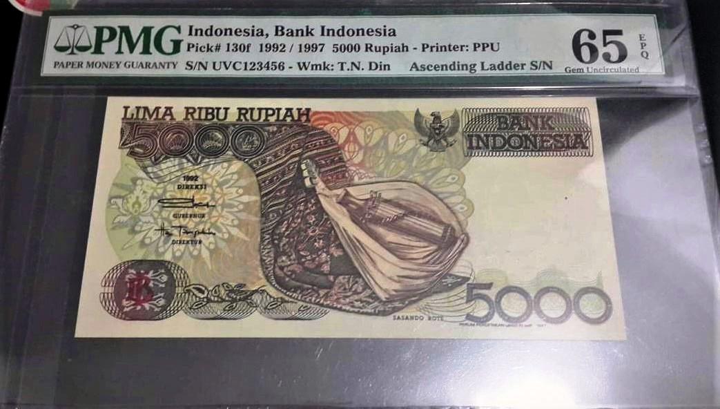 Indonesia 5000 Rupiah Gem UNC Ascending Ladder (1 of 2)