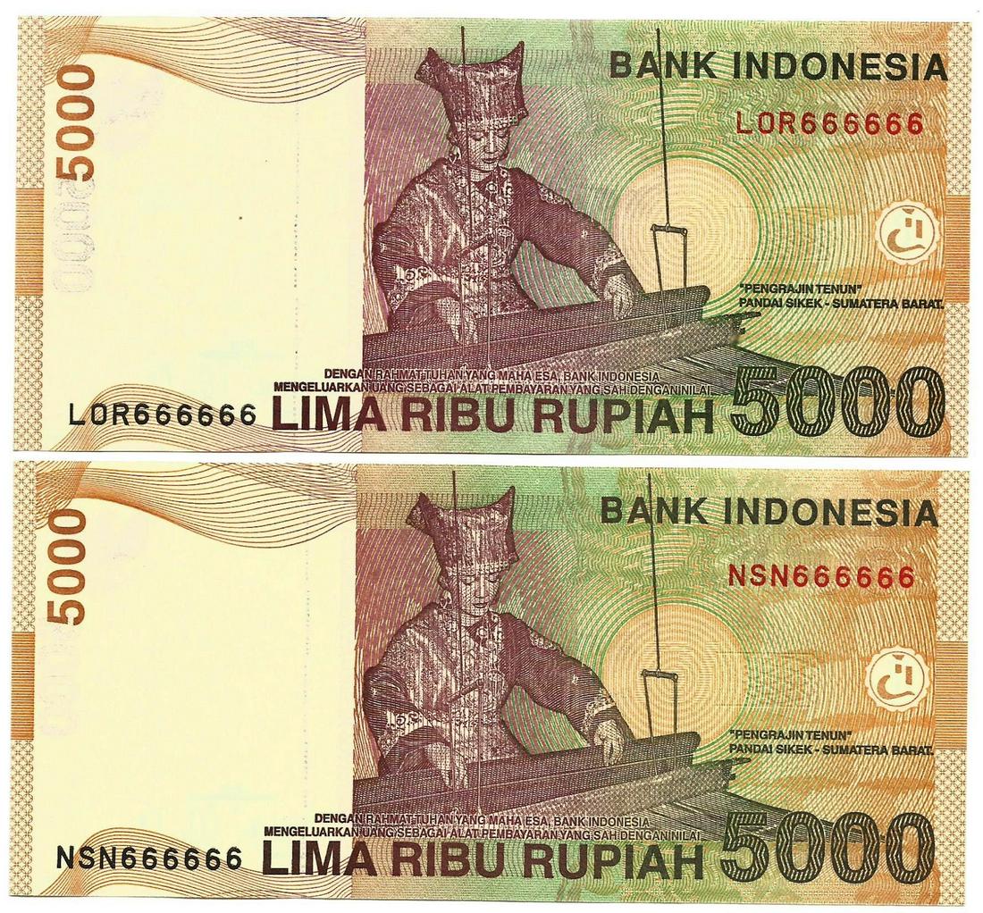 Indonesia 5000 Rupiah Solid 6 x2 pcs UNC (1 of 1)