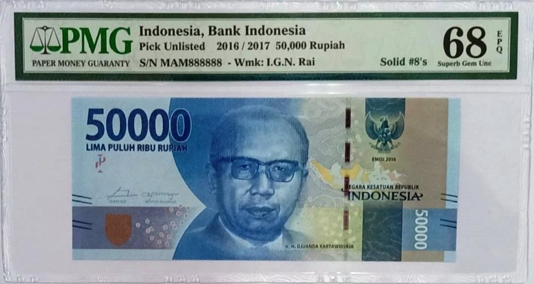 Indonesia 50000 Rupiah Solid 8 superb Gem UNC (1 of 2)