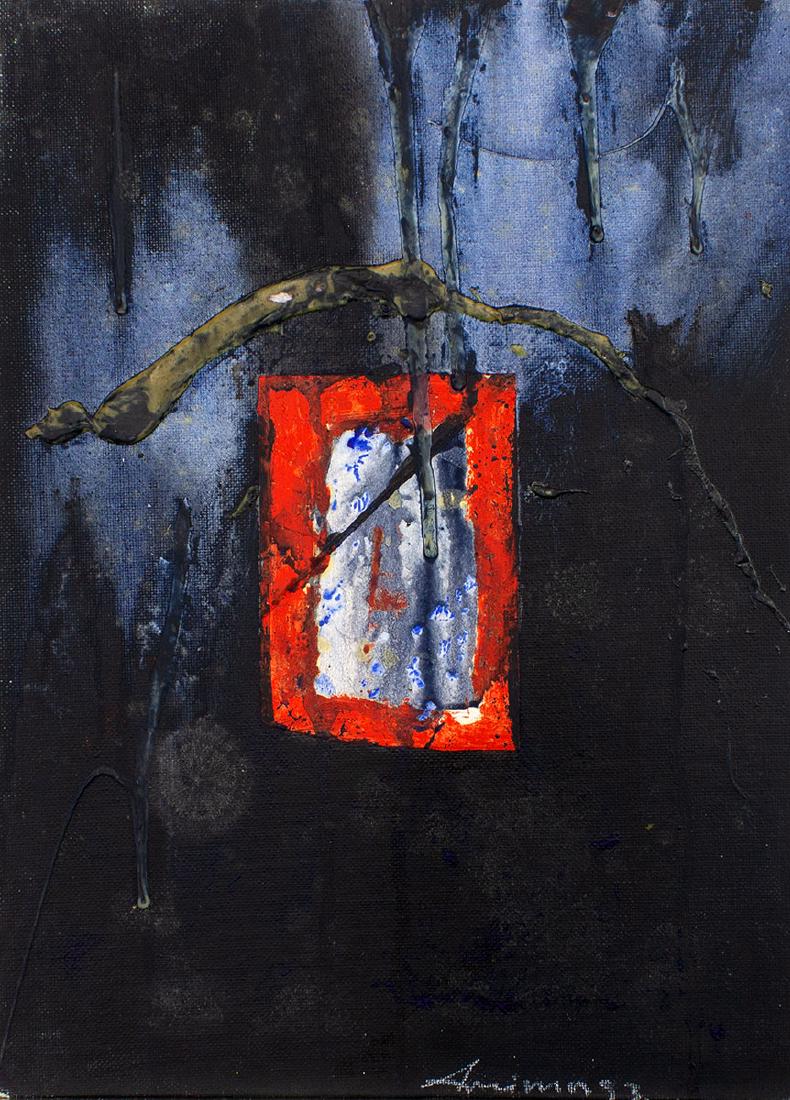 Daniel Argimon: Daniel Argimon (Barcelona, 1929-1996) Sin título. Técnica mixta sobre lienzo adherido a cartón. Firmado y fechado 1993 Dimensions: 33 x 24