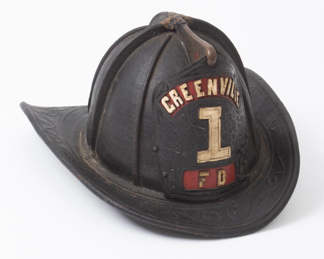 Antique Cairns & Brother New York Greenville Fire: Description: Antique Cairns & Brother of New York Greenville Fire Department Embossed Leather Fire Helmet "Greenville 1 FD" Dimensions: 14.5" Deep x 11" Wide x 8" TallSize: Helmet reta