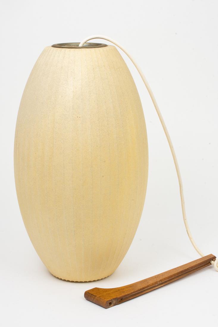 George Nelson Bubble Lamp Cigar Pendant Medium Size 21": Description: George Nelson Bubble Lamp Cigar Pendant Medium Size 21" Maker: Vintage Original Howard Miller Company Dimensions: 21" Tall x 11.52" Diameter with extended cord and wood wall mou