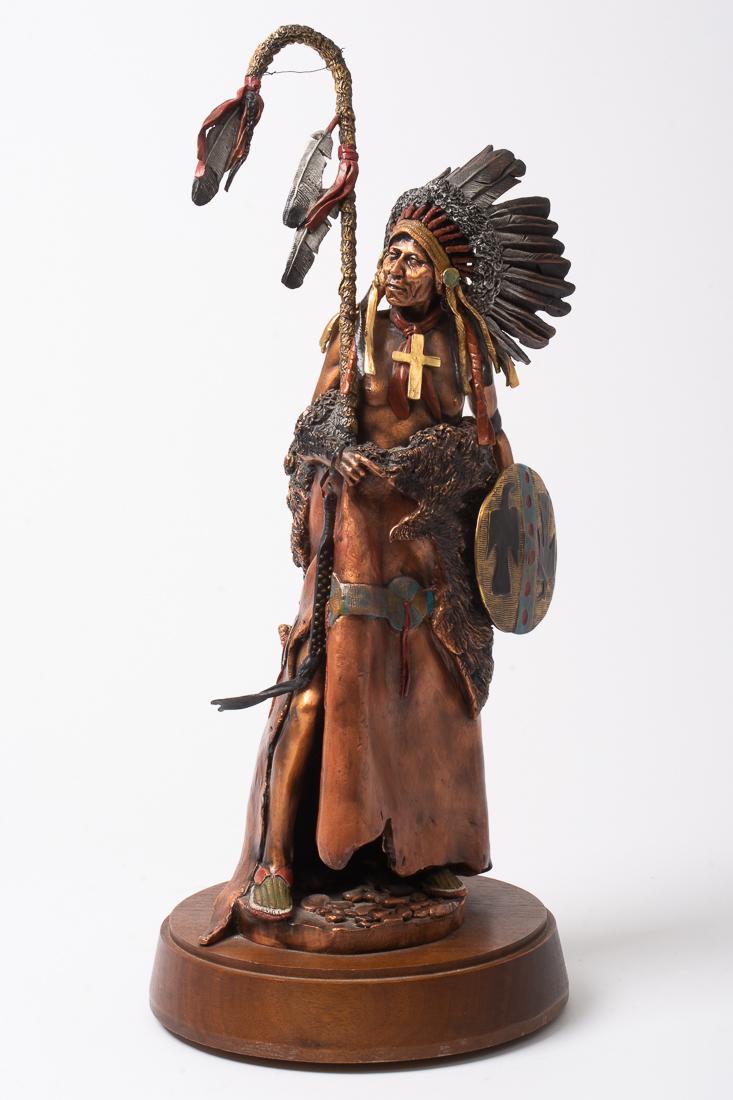 David Lemon LEGENDS Series "Spirit" 1995 #71/350 18.75": Description:Â David Lemon mixed metal statue, LEGENDS Spirit. Metals include bronze, pewter, brass vermeil, 24K gold vermeil, and hot torched acids. Signed, dated 1995, and numbered 71/35