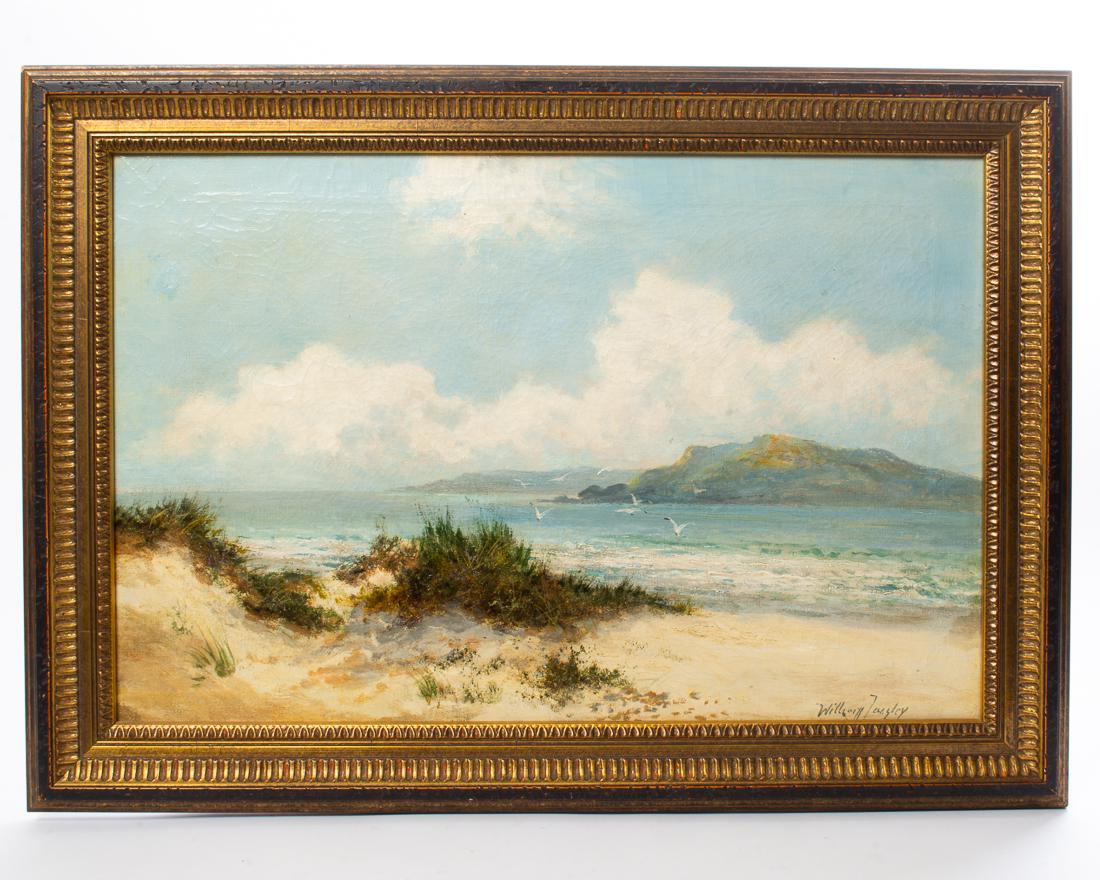 Original William Langley Oil Painting Seascape 20 x 28": Original William Langley Oil Painting Seascape Framed Dimensions: 20" x 28" Signed "William Langley" Oil on canvas in a gold gilt frame