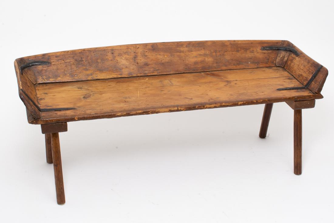 Antique Primitive Wood Buggy Seat Bench 46x16x18": Description: Primitive seat for horse drawn carriage / buggy / wagon. Wood construction with iron joining strips. Measurements: 46.5" Wide x 16.5" Deep x 18" Tall