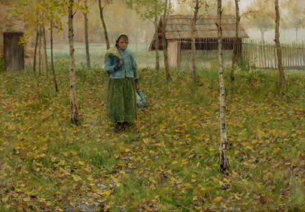 ALEXANDER HARRISON, American (1853-1930), "Misty: ALEXANDER HARRISON American (1853-1930) "Misty Morning" oil on canvas, signed lower right "Alex Harrison" 27 3/4 x 39 1/2 inches Provenance: The artist: Thomas Burke, Esq., Seattle, Washington;