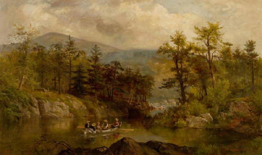 JAMES BRADE SWORD, American (1839-1915), The Narrows,: JAMES BRADE SWORD American (1839-1915) The Narrows, Lake George oil on canvas, signed and dated lower right "J. B. Sword 73" 18 x 30 inches Provenance: Private Collection, Connecticut. Literature: Coe