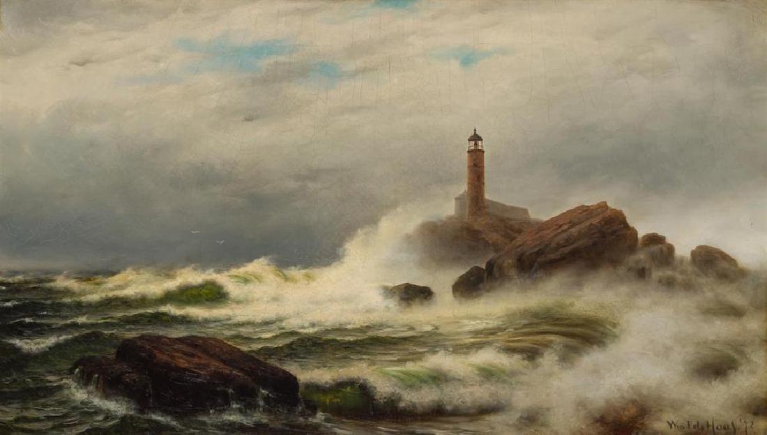 WILLIAM FREDERICK DE HAAS, American (1830-1880),: WILLIAM FREDERICK DE HAAS American (1830-1880) Lighthouse oil on canvas, signed and dated lower right "Wm. F. de Haas 72," signed and dated on the reverse 15 x 26 inches Provenance: Private Collection