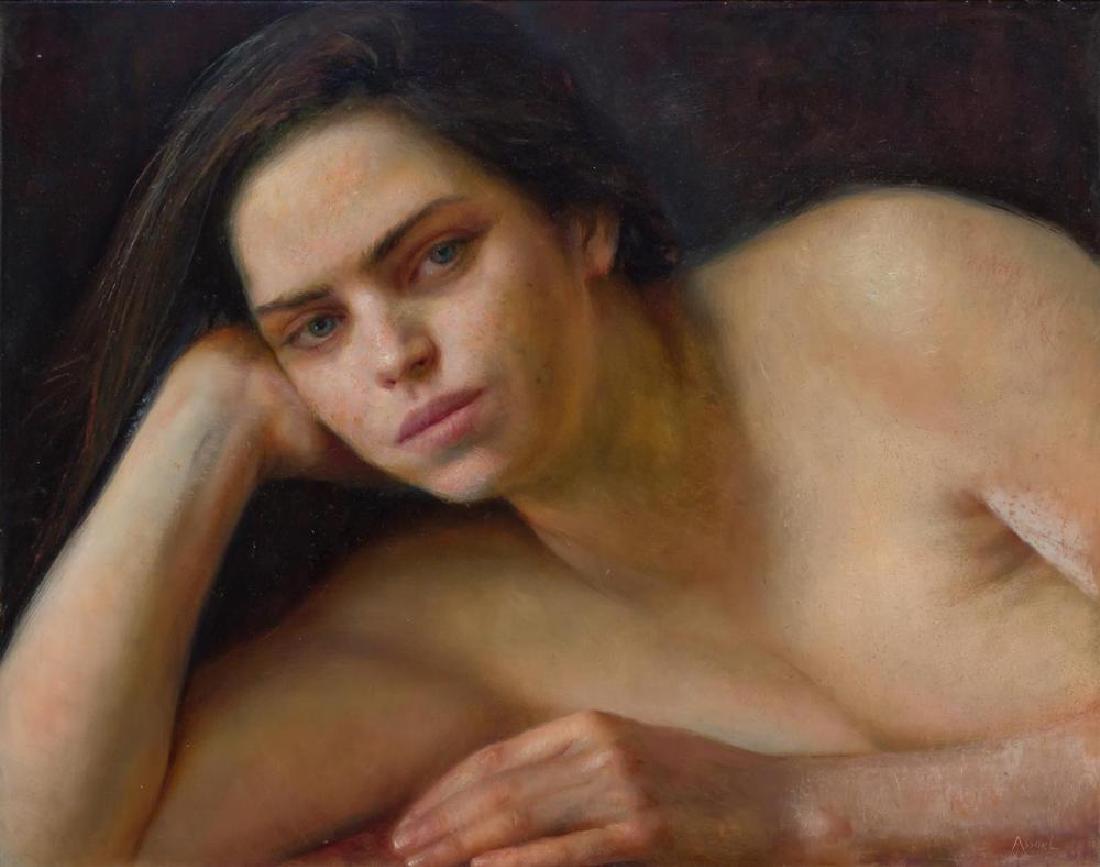 STEVEN ASSAEL, American (b. 1957), "Alison Solomon",: STEVEN ASSAEL American (b. 1957) "Alison Solomon" oil on board, signed lower right "Assael" 11 x 14 inches Provenance: The artist; Tatistcheff Gallery, New York; Dr. Thomas Mathews, Washington, D.C.;