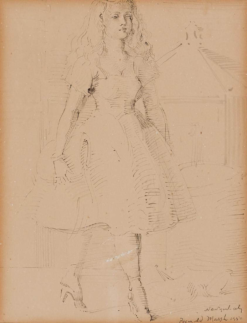 REGINALD MARSH, American (1898-1954), Three Drawings: REGINALD MARSH, American (1898-1954), Three Drawings and Two Letters,Chinese ink and monochrome wash on Whatman paper, (a and b) inscribed, signed and dated lower right "New York City / Reginald Marsh