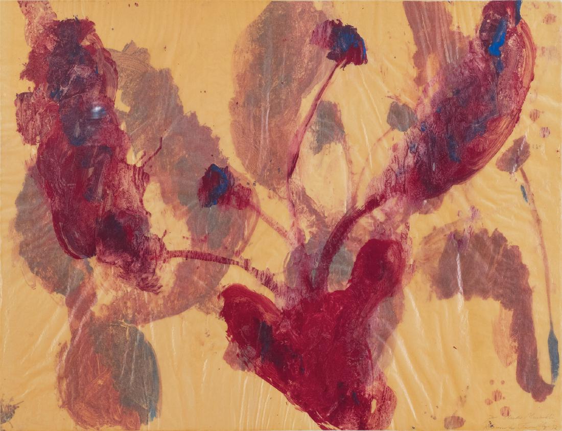 Alessandro Twombly (Roma 1959): Composizione, 1992 tecnica mista su carta da lucido, cm 75 x 100 Firmato in basso a destra:Alessandro Twombly, 92 con una dedica ad personam Notes: mixed media on tracing paper, cm 75 x 100, signed lo