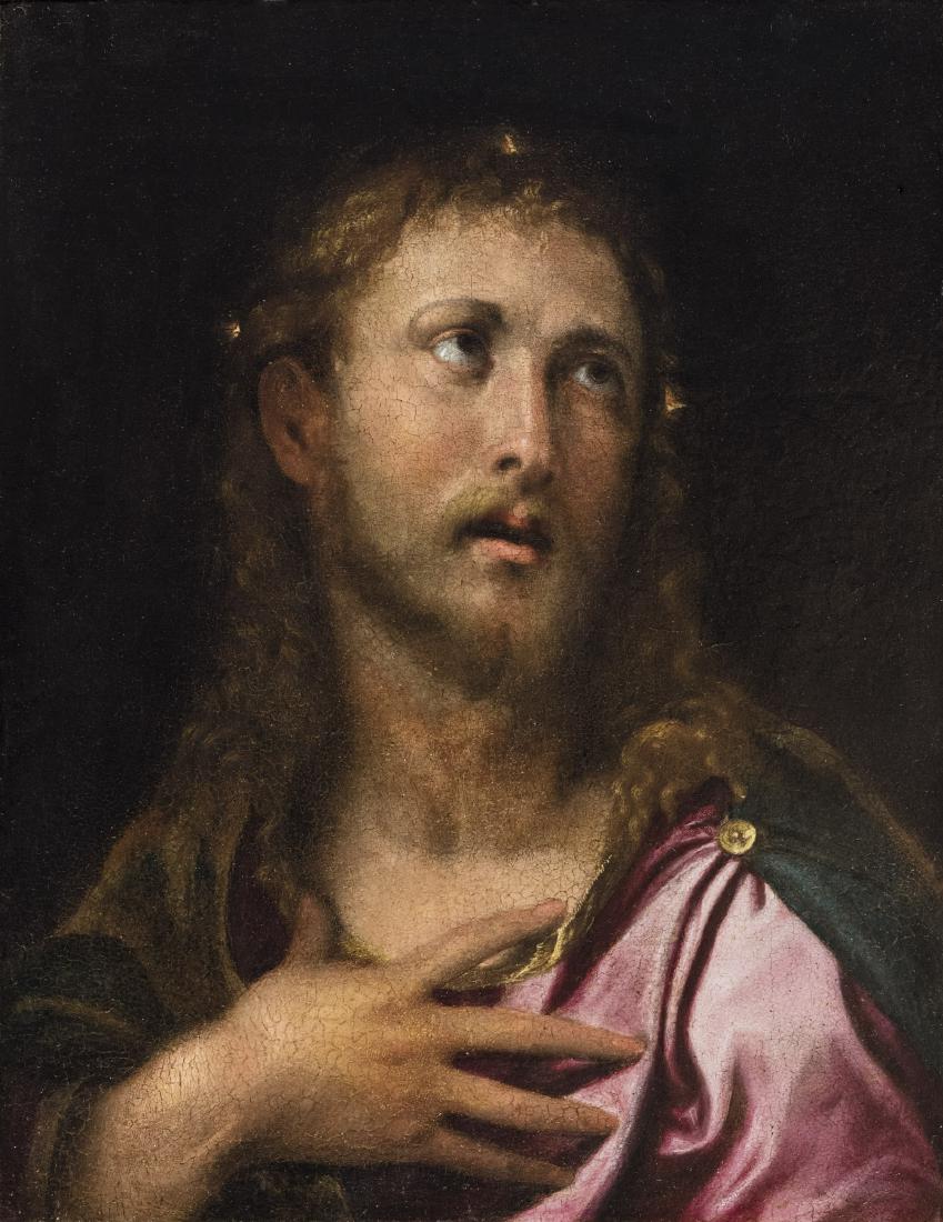 Antonio Campi (Cremona 1525 - 1587): Busto di Cristo olio su tavola, cm 46,5 x 36 1 Royalty: