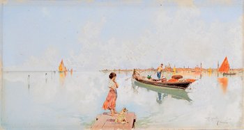 Raffaele Mainella (1858-1907) Incontro in laguna