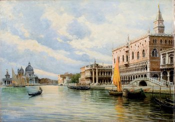 Umberto Zini (1878-1964) Gondole a Venezia