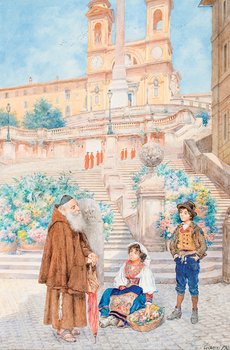 Ettore Ascenzi (XIX-XX secolo) Roma, scena di vit