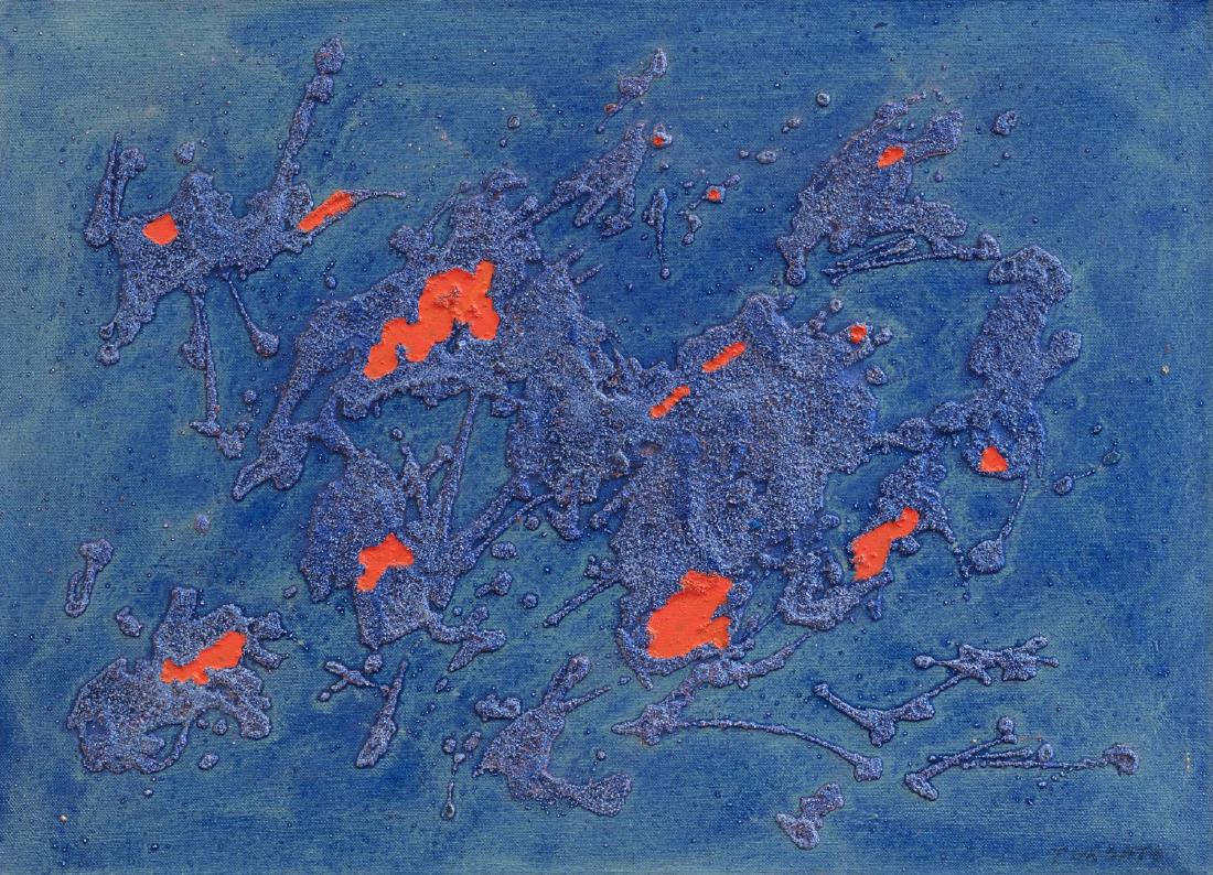 Giulio Turcato - Subacqueo, (1970): oil and mixed media on canvas, cm 50 x 60 signed lower right and on the reverse