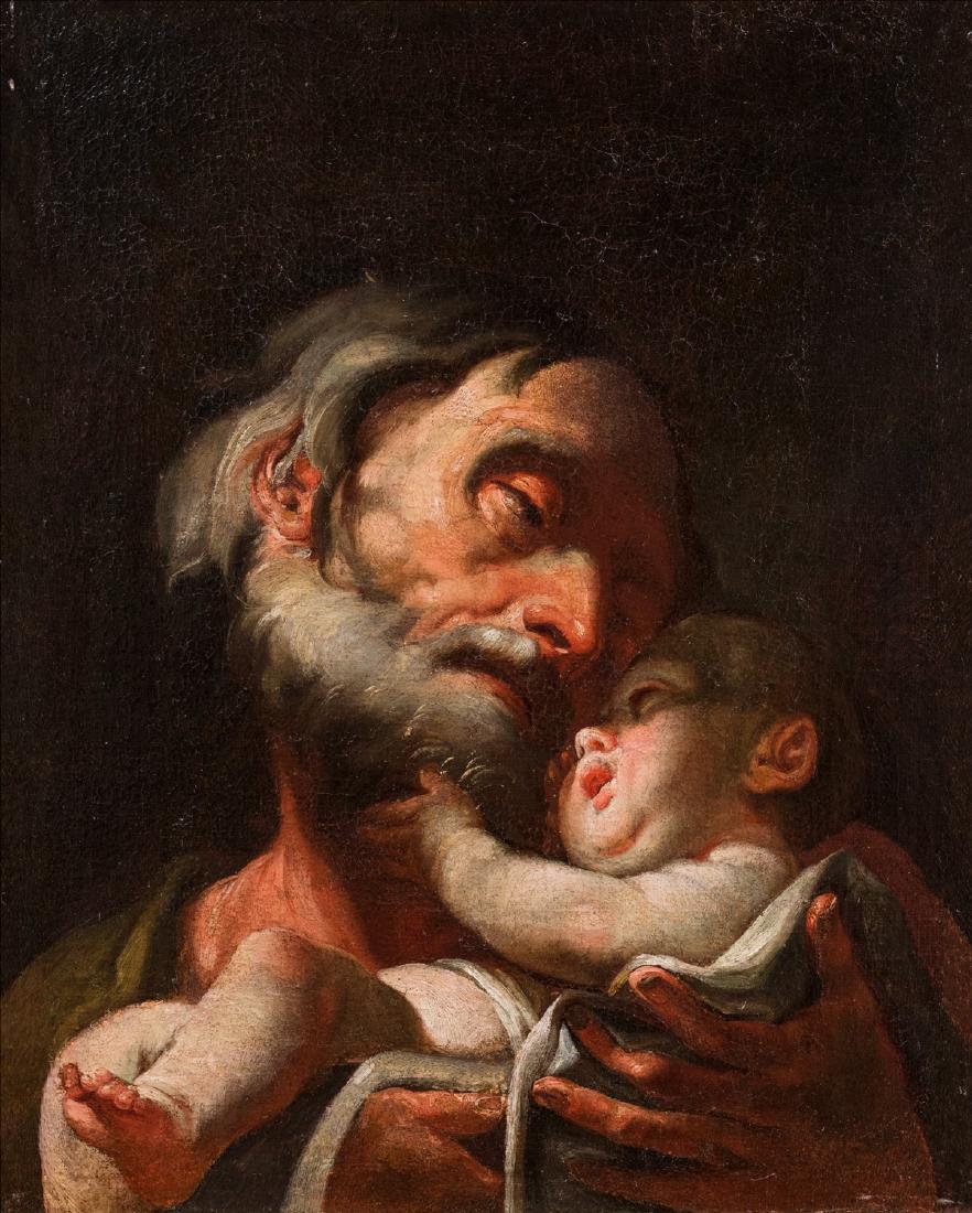 Paul Troger (Monguelfo 1698 – Vienna 1762): San Giuseppe con il Bambino olio su tela, cm 41 x 33,5 1 Saint Joseph with the Childoil on canvas, 41 x 33,5 cm