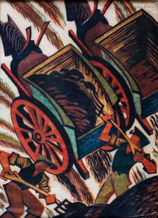 Sybil Andrews (Suffolk 1898 - Canada 1992): Michaelmas, 1935 linoleografia, es. 36/60, cm 36 x 25Firma a matita in alto a destra 1 lithograph, numbered 36/60, cm 36 x 25, sign in pencil upper right This lot is subject to Artists Resale Rights