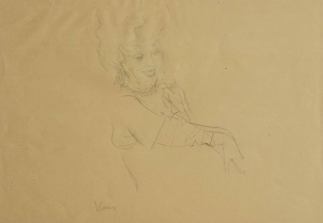 Jack Levine: pencil on paper laid on card cm 30,8 x 45