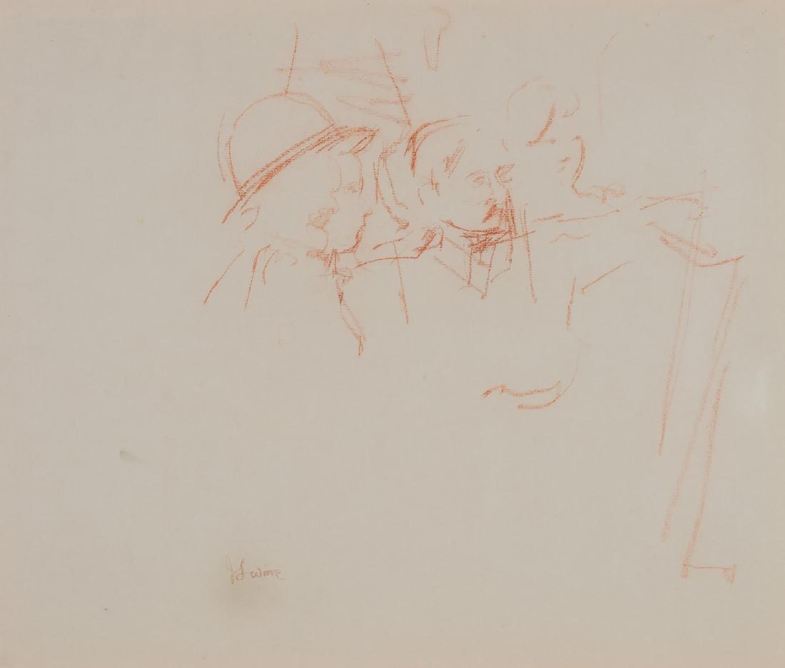 Jack Levine: red chalk on paper cm 43 x 50,8 signed lower center