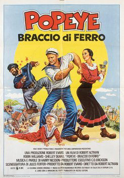Film per ragazzi. Popeye.: Film per ragazzi. Popeye.Manifesto, 100 x 140 cm., produzione USA 1980, un film di Robert Altman, con Robin Williams, Paul Dooley, Shelley Duvall. Nel lotto altri 14 manifesti, circa 140 x 100